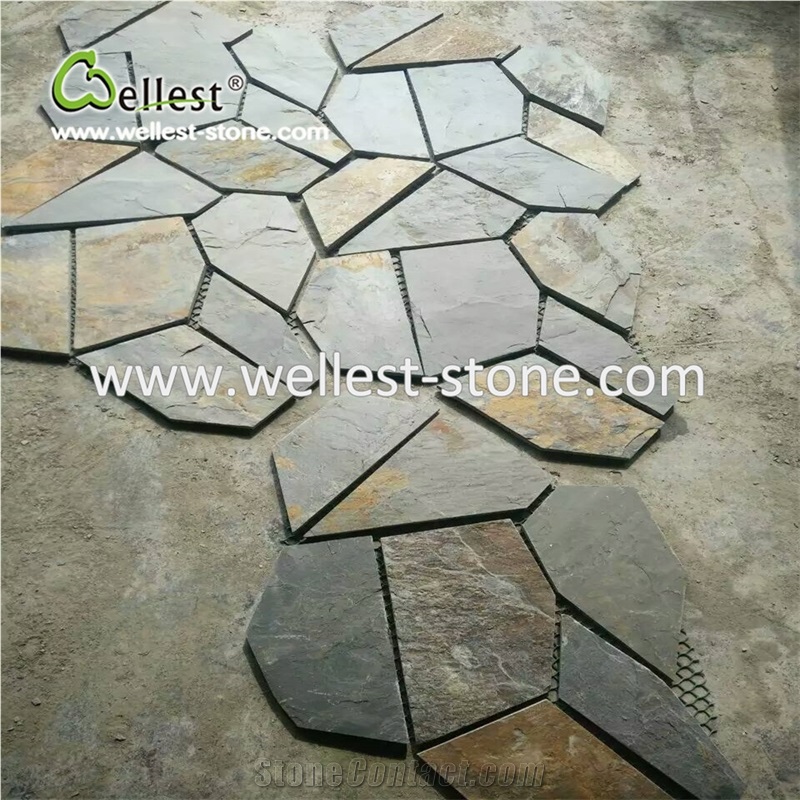 Slate Mesh Flagstone Stone Paving Sets for Paver Patio Floor Tile