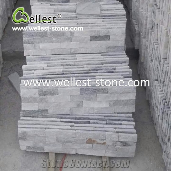 Snow Grey Quartzite Ledge Stone/Stacked Stone Veneer for Wall Cladding