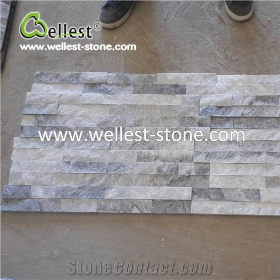 Snow Grey Quartzite Ledge Stone/Stacked Stone Veneer for Wall Cladding