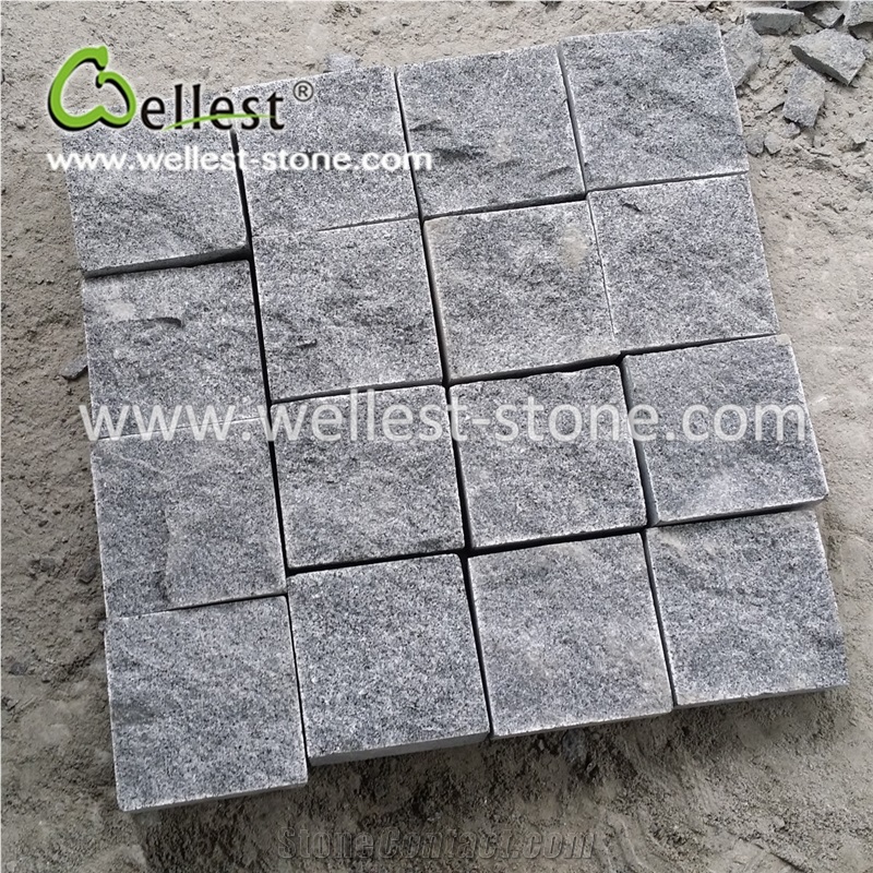 Split Grey Granite Cobble/Cube Stone for Garden Patio Paving