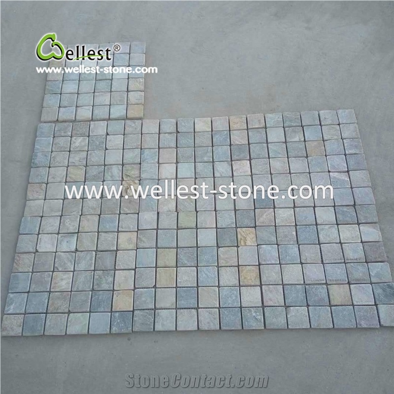 Tumbled Finish Slate Mosaic Tile for Floor and Wall Covering Slatetile
