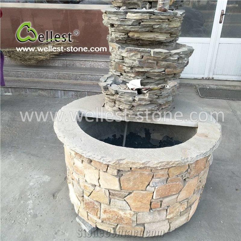 Yellow Slate Ledge Stone for Flower Pots Outdoor Planters