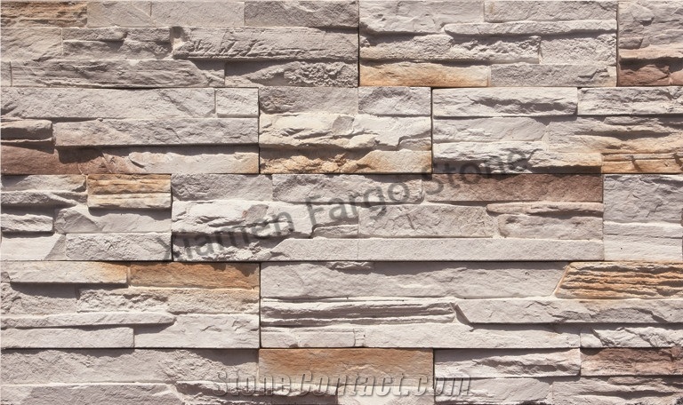 Fargo Beige Faux Stone Panel, Artificial Wall Cladding, Manmade Stone