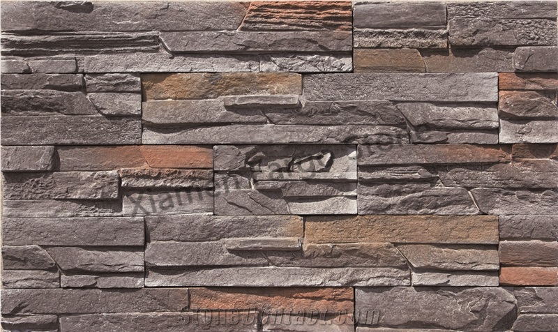 Fargo Dark Grey Faux Stone Panels, Artificial Stone Vaneer