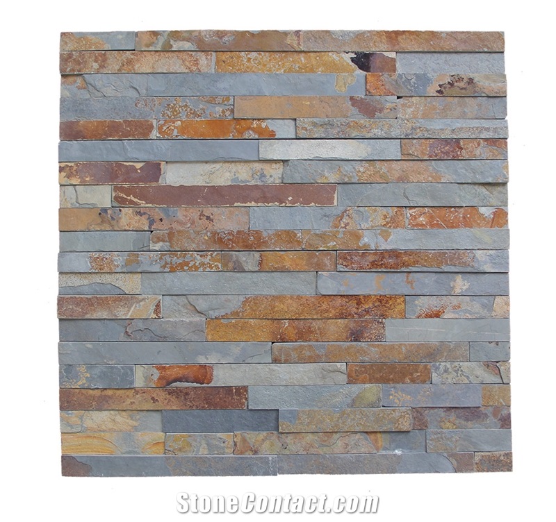 China Rusty Slate Brown Ledge Stone for Wall Cladding Panel