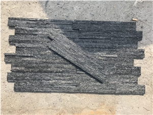 Black Quartzite 8 Slim Strips Cultured Stone Veneer Z Shape Ledger