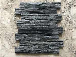 Black Quartzite 8 Slim Strips Cultured Stone Veneer Z Shape Ledger