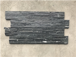 Black Quartzite Ledgestone, Wall Cladding Culture Stone 12 Strips