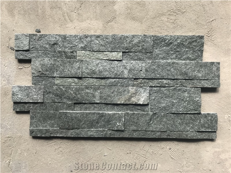Green Split Face Ledge Stone Panels, Green Natural Quartzite / Granite