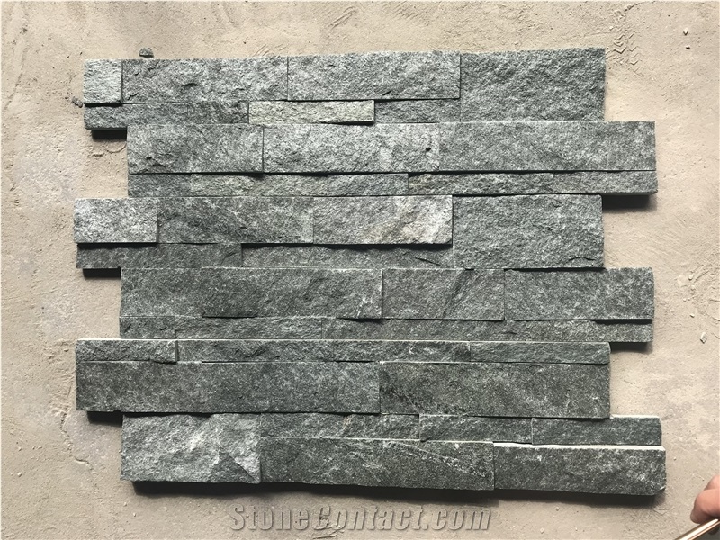 Green Split Face Ledge Stone Panels, Green Natural Quartzite / Granite