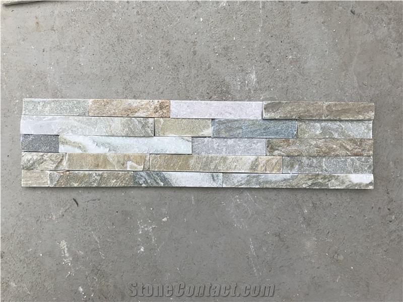 P014 Beige Stacked Stone, Natural Culture Stone, Yellow Ledge Stone