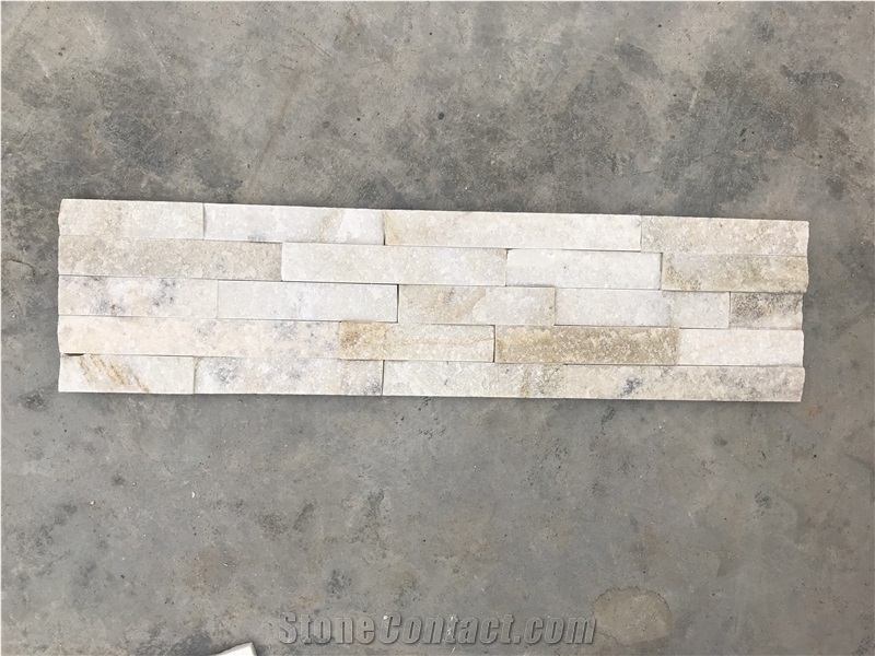 White Quartzite 5 Strips Straight Edges Ledge Cultured Stone Natural
