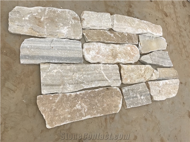 White Quartzite Random Loose Stone Wall Tiles with Natural Surface