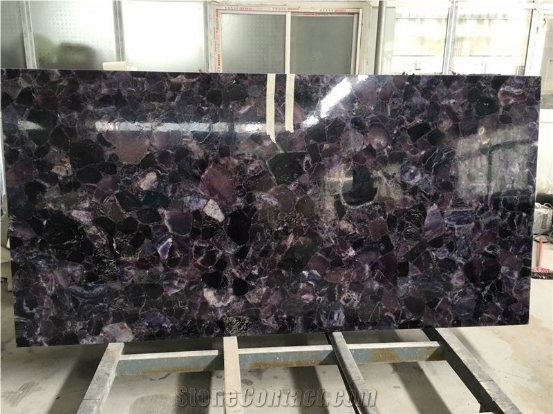 Amethyst Lilac Semi Precious Stone Luxury Decorative Stone Slabs&Tiles