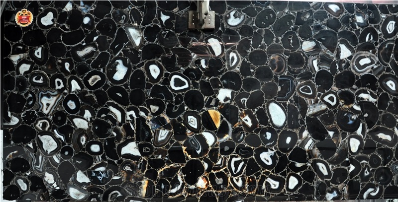 Black Agate Black Gemstone Luxury Natural Black Stone Slabs&Tiles