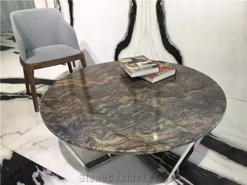 Luxury Stone Brown Round Marble Tabletops, Countertops, Table Sets
