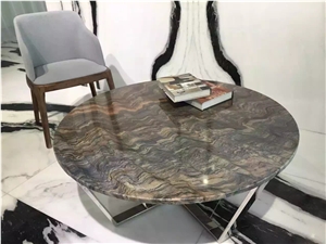 Luxury Stone Brown Round Marble Tabletops, Countertops, Table Sets