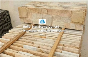 Beige Sandstone Ashlar Culture Stacked Ledge Stone Veneer Clad Panels