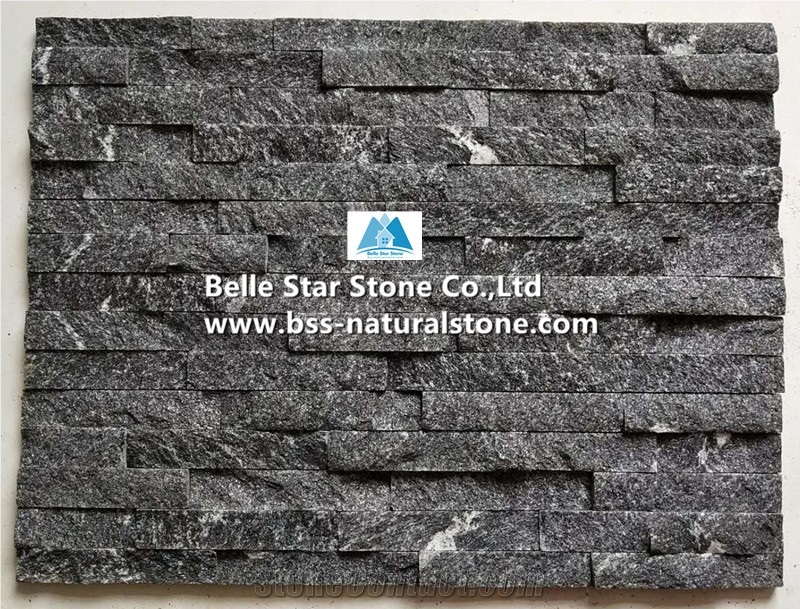 Black Galaxy Granite Culture Stacked Ledge Stone Cladding Veneer Panel