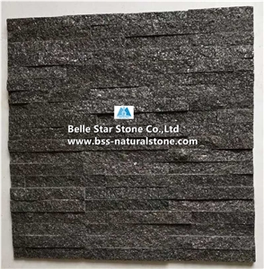 Black Galaxy Granite Culture Stacked Ledge Stone Veneer Cladding Panel