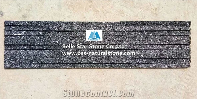 Black Galaxy Granite Mini Stacked Stone, Waterfall Shape Culture Stone