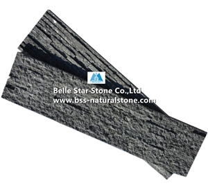 Black Galaxy Granite Mini Stacked Stone, Waterfall Shape Culture Stone