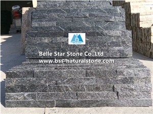Black Quartzite Culture Stacked Ledge Thin Stone Veneer Cladding Panel
