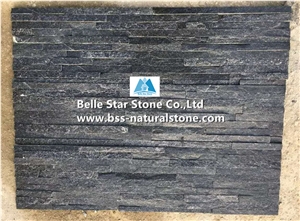 Black Quartzite Mini Stacked Stone,Slim Waterfall Culture Stone Panels