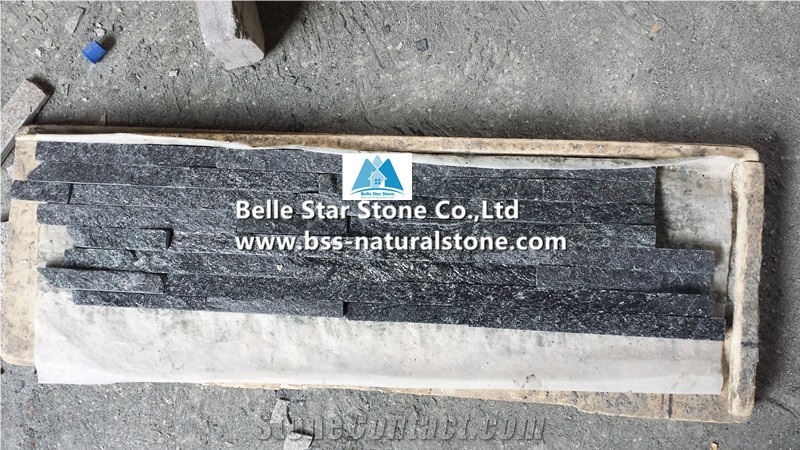 Black Quartzite Mini Stacked Stone Veneer,Slim Ledgestone Cladding Panels