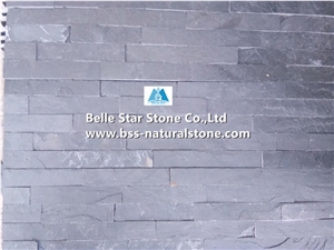 Black Riven Slate Split Face Culture Stacked Thin Stone Veneer Panels
