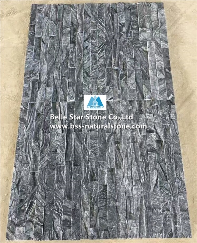 Black Wood Vein Marble Stacked Stone,Black Forest Marble Stone Cladding