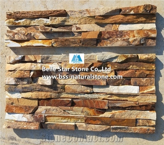 Brown Limestone Culture Stone,Split Face Stone Veneer,Stacked Stone