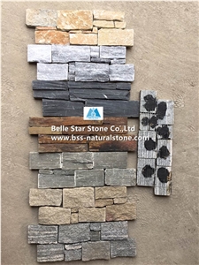 Cloudy Grey Quartzite Stacked Stone Cladding Back with Steel Wire
