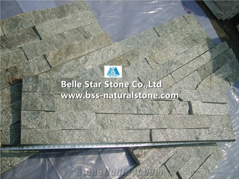 Green Quartzite Culture Stacked Ledger Stone Veneer Cladding Panels
