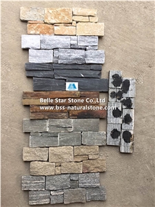 Grey Granite Culture Ledge Stacked Stone Veneer Back with Steel Wire
