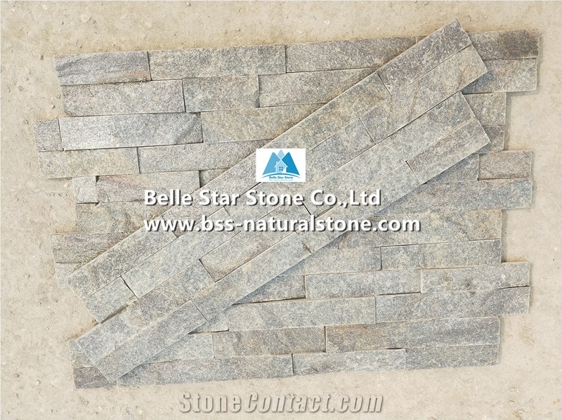 Grey Quartzite Culture Stacked Ledger Thin Stone Veneer Cladding Panel