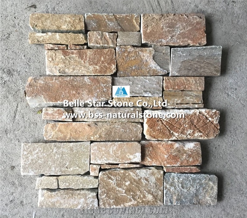 Oyster Quartzite Culture Stacked Ledge Stone Veneer with Steel Wire