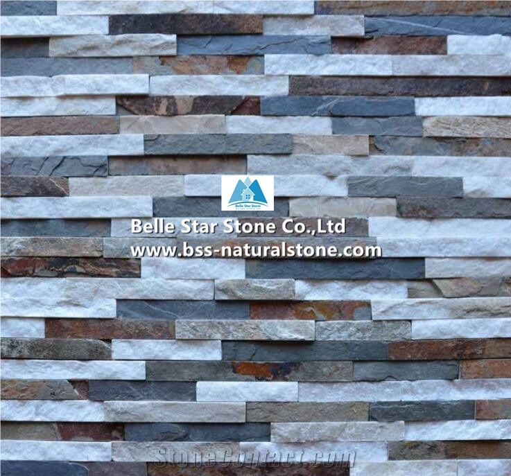 Slate and Quartzite Mini Stacked Stone,Waterfall Shape Culture Stone Vener