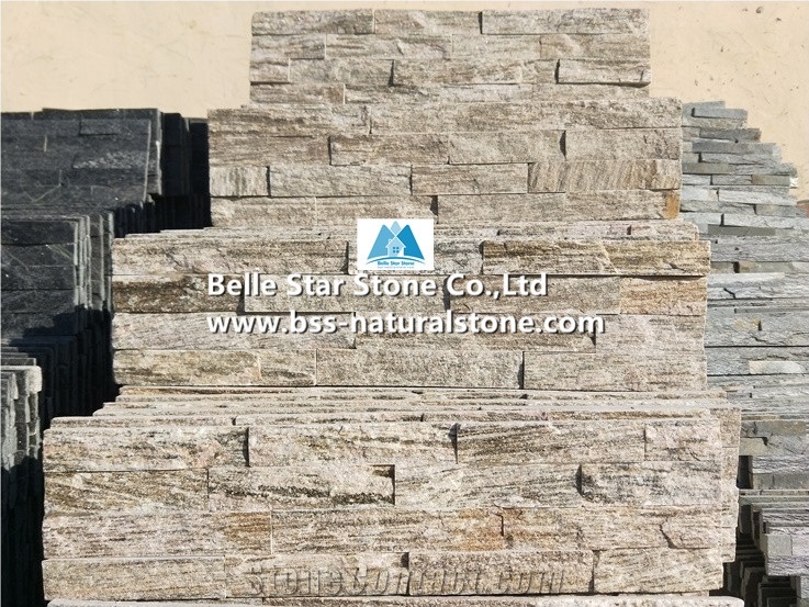 White Wood Granite Culture Stacked Ledge Stone Veneer Cladding Panels