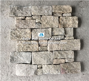 Yellow Granite Culture Ledge Stacked Stone Cladding with Steel Wire