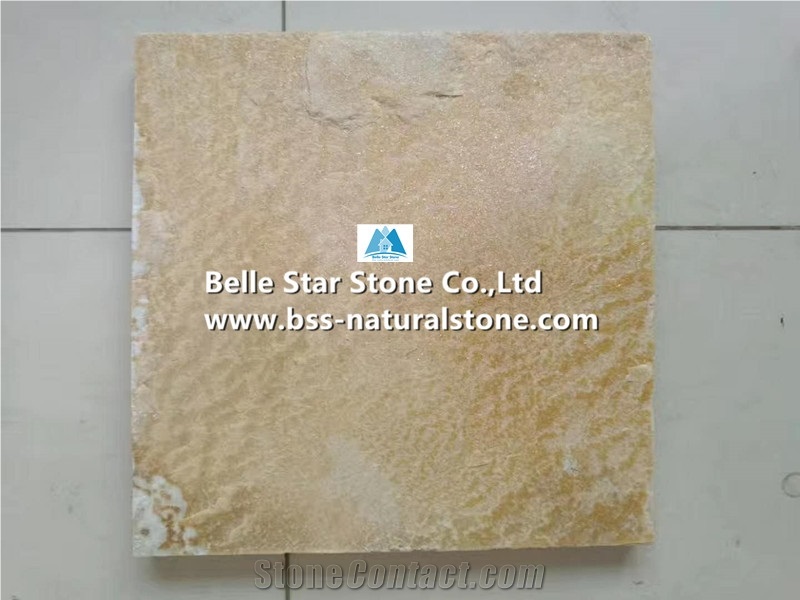Yellow Quartzite Split Face Stone Flooring Tiles,Wall Tile,Patio Paver