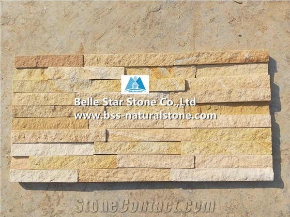Yellow Sandstone Culture Stacked Ledge Stone Veneer Cladding Panels