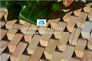 Yellow Wooden Sandstone 3d Culture Stacked Ledge Stone Cladding Panels