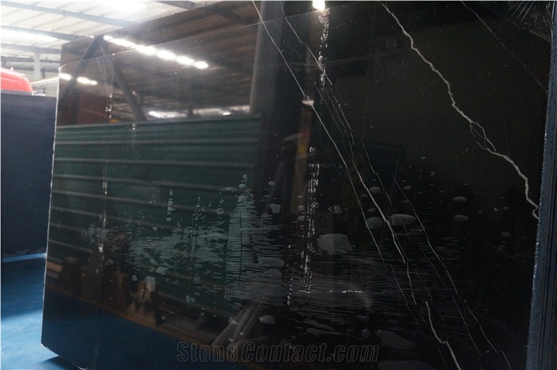 China Black Marble Nero Marquina Polished Gangsaw Slab 30mm