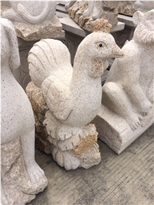China Manufacture G682 Rusty Yellow Granite Chicken Rooster Carving