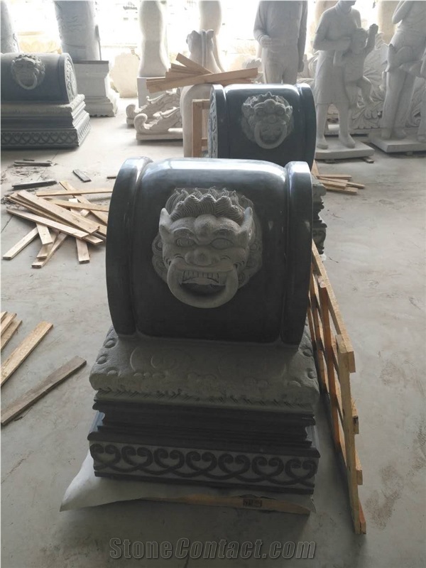 China Manufacture Padang Dark Grey Granite G654 Lion Carving
