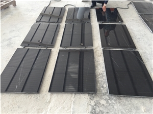 Chinese Cheap Nero Marquina Marble Polished Half Slabs, Tiles
