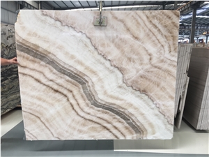 China Beige Onyx Wooden Vein Polished Slabs Backlit Exclusive Agency