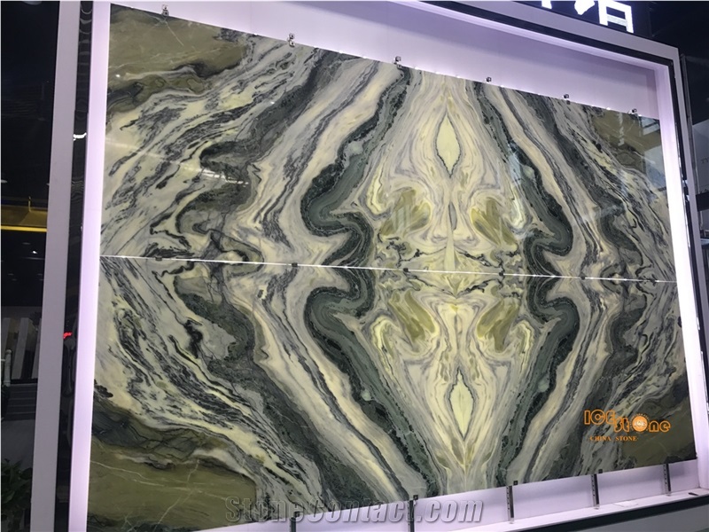 High Quality Green and White Veins Marble Tiles/Bookmatch Wall Slabs