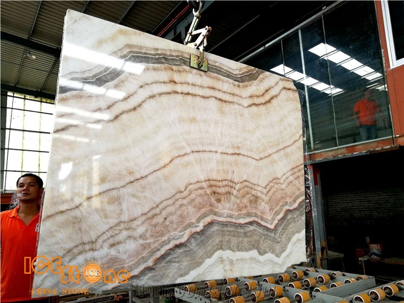 New Polsihed, Big Quanity, Stable Beige Onyx Supply
